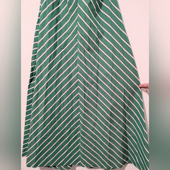 STAUD Green White Striped Poplin Cotton Tie Halter Dawn Maxi Dress M - Picture 8 of 10